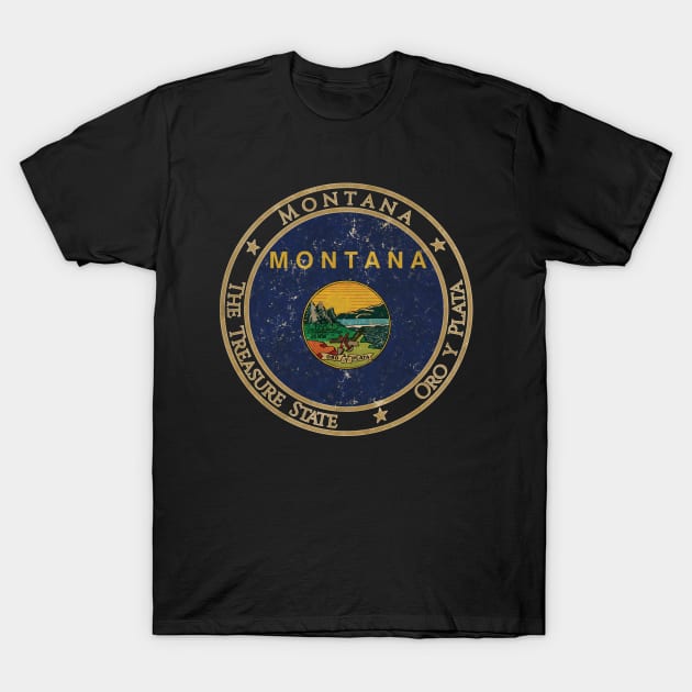 Vintage Montana USA United States of America American State Flag T-Shirt by DragonXX